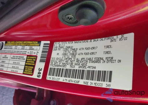 2022 Toyota Tacoma Trd Sport z USA, uszkodzony, nr VIN 3TMCZ5AN8NM493053